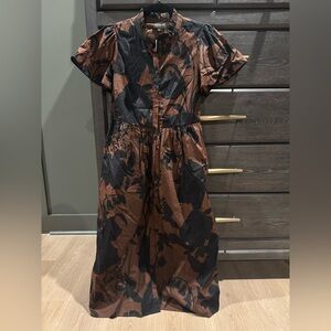 Sugarlips Black and Brown Floral Midi Dress